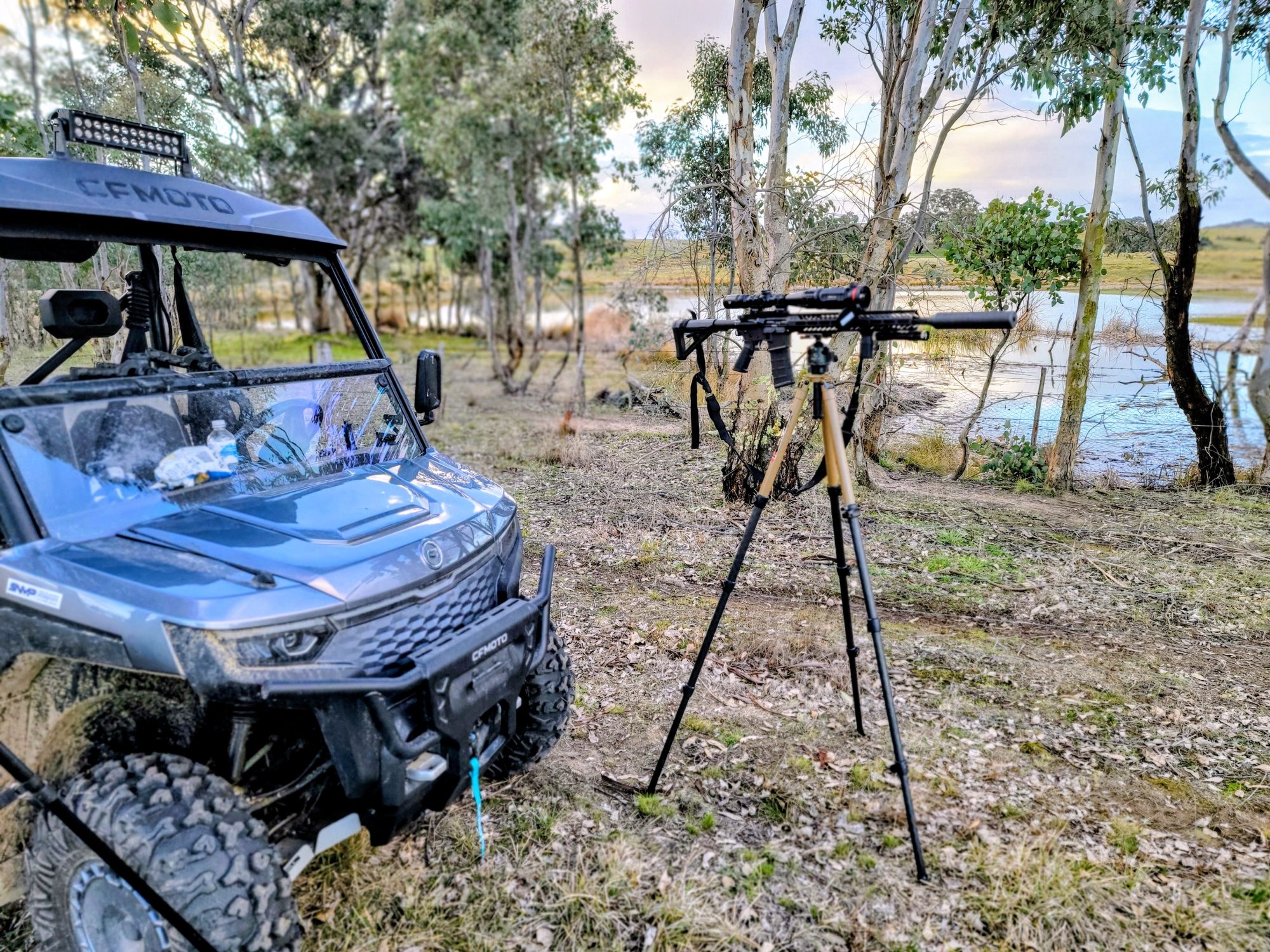 Xterminator CFMOTO electric ATV used for silent feral animal control